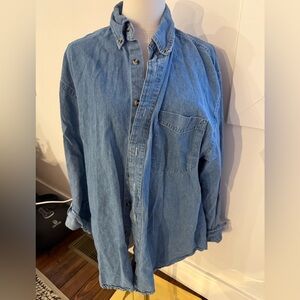 Denim Button Up Shirt Jacket Womens Large